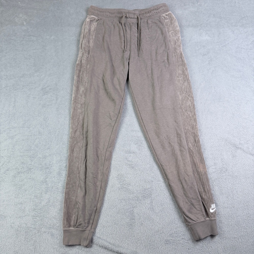 Nike Sportswear Women Taupe Brown Corduroy Panel Fleece Joggers DM1757-040 Small